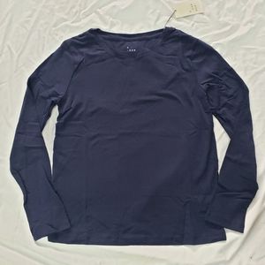 A New Day Women's Long Sleeve Tee, Navy Blue, XS, S, NWT